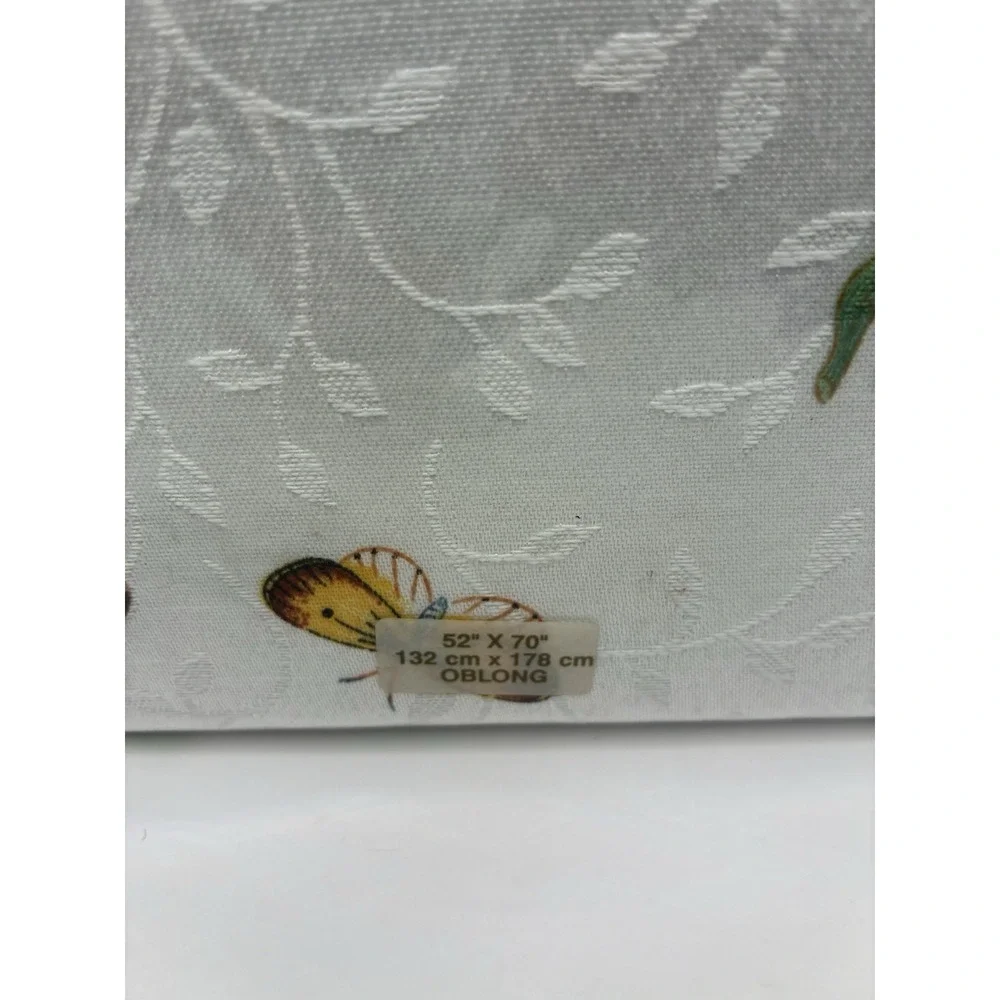 Lenox Butterfly Meadow Oblong Tablecloth 52x70 Floral Butterflies Machine Wash